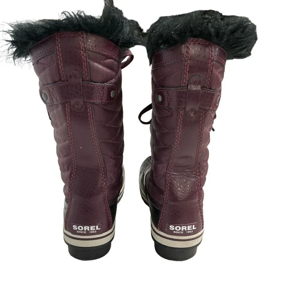 Sorel Snow Boot Womens 6 Tofino II Faux Fur Cuff Purple Waterproof Winter Laceup